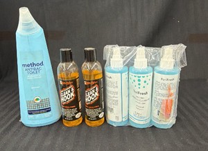 New Lot of Cleaners Method Antibac Toilet Cleaner Spearmint 24 oz, 2 Strikeforce Clean & Hook Bowling Ball Cleaner 8 oz, 3 DermaRite PeriFresh Rinse-Free Perineal Cleanser with Aloe Vera 7.5 oz