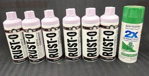 New Lot of 7 Rust-Oleum Spray Paints 6 Rust-Oleum Acrylic Matte Finish Spray Paint 11 oz in Pixie Dust (Lavender), 1 Painters Touch 2X Ultra Cover Paint  Primer Gloss Meadow Green 12 oz