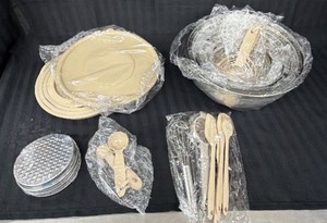 New Stainless Steel Mixing Bowls Set with Lids, Graters, Whisk & Utensils