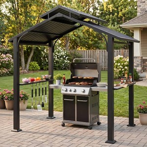 Jocoveol 8x5 Grill Gazebo, Outdoor BBQ Gazebo Canopy Hardtop 2 Tiers Top