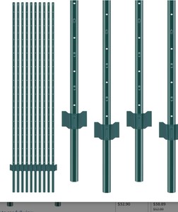 Fence Post 7 ft 10 Pack U-Channel Metal Fence Stakes Green  For Garden Yard, Lawn, Farms & Outdoor Wire Fencing