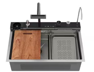 33 in. Top MountDrop-In Single Bowl 16-Gauge Stainless Steel Workstation Waterfall Kitchen Sink wFaucet
