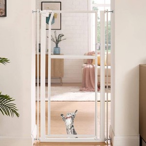 56 Tall Pet Gate, Clear Transparent Cat Gate, 29.5-33.5 Wide