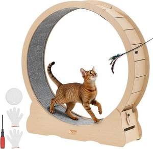 VEVOR Cat Exercise Wheel, 48 in Wooden Cat Running Wheel for Indoor Cats up to 28 lbs