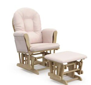 Storkcraft Hoop Glider Natural with Pink Cushion Ottoman Set