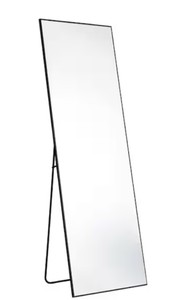 21 in. W x 64 in. H Aluminum Alloy Frame Black Full Body Floor Mirror with Floor Stand and Wall Mounted Hooks