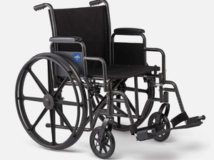 Medline Folding Wheelchair Swing-Back Desk Arms Swing-Away Footrests 18x16