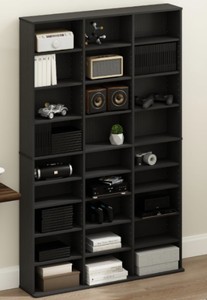 Furinno Jaya DVD Shelf, 24-Shelf Wide CD Rack, Media Shelf with Adjustable Shelves