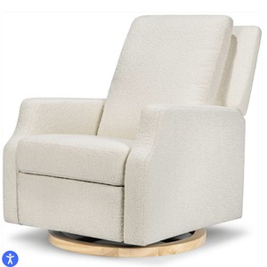 Namesake Crewe Swivel Glider Recliner - Ivory Boucle wLight Wood Base