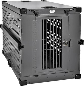 K9 Kennel Boss - Heavy Duty Fully Collapsible Powder-Coated Aluminum Dog Crate - Large (Gray)
