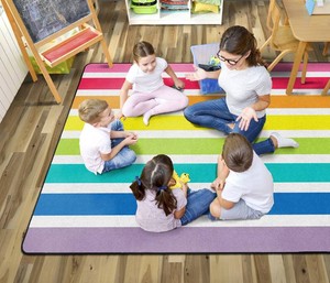 Hello Sunshine Bright Striped Rainbow 76 X 12 Rectangle Carpet