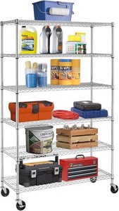 Best Office with Wheels 6 Adjustable Heavy Duty Metal Shelves Storage Unit Shelf,6000 LBS 18x48x78, Chrome