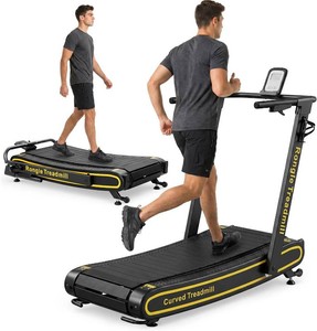 Rongle Curved 800 Manual Treadmill, Adjustable Resistance, Foldable, LED Display, Supports up to 350 lbs