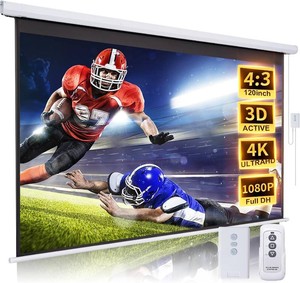 120 in Projector Screen Motorized Electric Projector Screen White ss14163wh