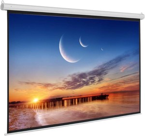 Leadzm 92 Inch Electric Motorized Projection Screen 169 HD Wrinkle-Free Projector Screen with Remote Control (White)