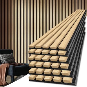 Art3d 6-Pack 3D Textured Soundproof Wood Slat Wall Panel, 94.5 x 7.9, Oak