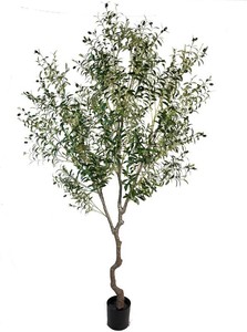 AfanD Artificial Tree Faux Olive Tree 8ft(92in,3200leaves) Tall Fake Olive Plant