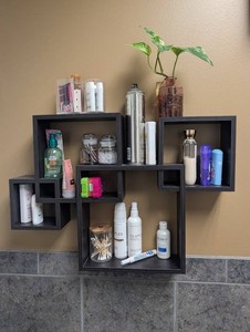 Wall-Mounted Display Shelves With Haircare & Bath Mixed Lot