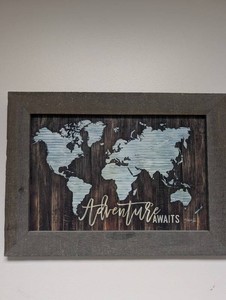 Framed World Map Adventure Awaits Wall Art