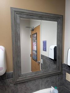 Gray Wood-Look Framed Wall Mirror