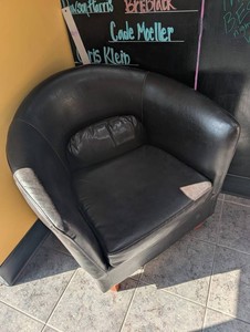 Black Upholstered Barrel Accent Chair