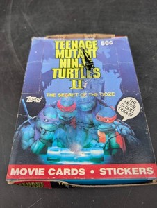 Vintage Topps Teenage Mutant Ninja Turtles II Movie Cards Display Box