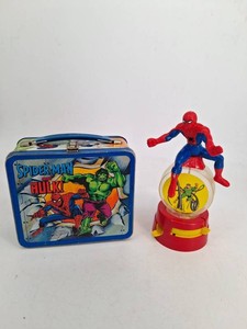 Vintage Marvel Spider-Man & Hulk Lunchbox and Wind-Up Toy
