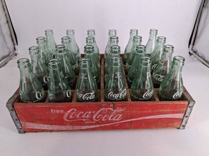 Vintage Coca-Cola Returnable Glass Bottles & Crate (Lot of 24)