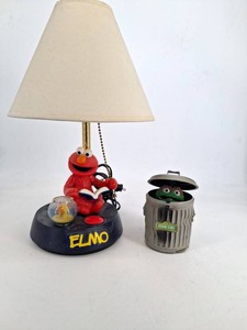 Vintage Sesame Street Elmo & Oscar Character Lamp Mixed Lot