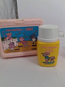 Vintage Thermos Pink Panther & Sons Lunch Box and Thermos (Lot of 2)