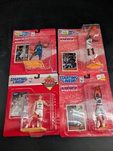 Vintage Kenner Starting Lineup NBA Figures & Cards (Lot of 4)