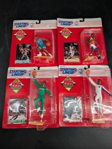 Vintage Starting Lineup NBA Basketball Figures & Cards (Lot of 4)