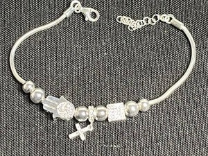 Sterling Silver Bracelet - Moissanite Cross Charm
