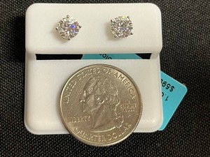 Moissanite Stud Earrings - Sterling Silver 1.60 CTW VVS D Color - $599 retail tag
