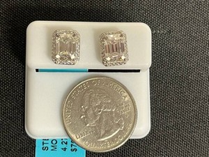 Sterling Silver Moissanite Stud Earrings 4.27 CTW VSD Color - $799 retail tag
