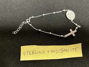 Rosary Bracelet - Sterling Silver & Moissanite Cross