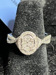 Diamond Ring - Silver Natural Diamond Openwork .25 CTS - $500 retail tag SZ 6.57