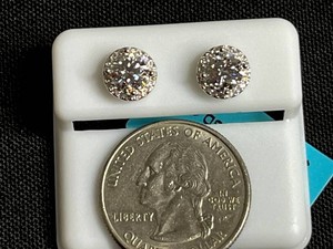Sterling Silver Moissanite Stud Earrings - 1.83 CTW VVS D Color - $599 retail tag