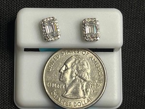 Moissanite Stud Earrings - Sterling Silver 1.80 CTW VVS D Color - $599 retail tag