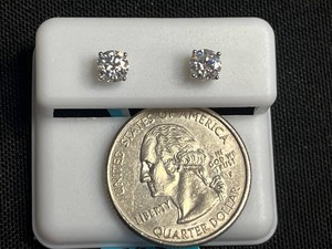 Moissanite Stud Earrings - Sterling Silver 0.85 CTW VVS D Color - $499 retail tag