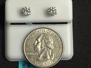 Moissanite Stud Earrings - Sterling Silver 0.85 CTW - $499 retail tags