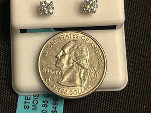 Moissanite Stud Earrings - Sterling Silver 0.85 CTW Pair - $499 retail tag