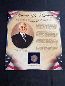 Presidential Collectible Plaque - Warren G. Harding With Coin