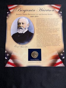 Presidential Dollar Display - Benjamin Harrison Coin & Stamps