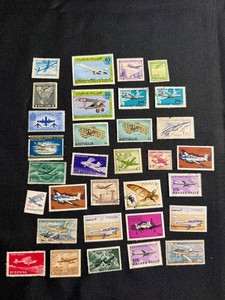 Airplane Postage Stamps - Vintage International Aviation Collection