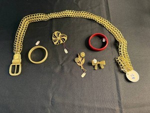 Costume Jewelry - Gold-Tone Brooches, Chain Belt & Bangles