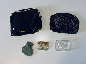 Accessories Mixed Lot - Pouches, Floral Case & Glass Trinket Dish