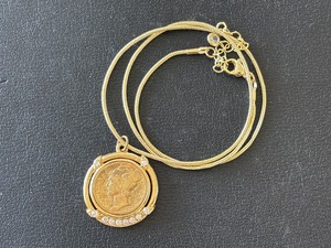 1937 Gold Plated Mercury Dime in Necklace