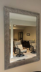 LLR - Wall Mirror - Textured Silver-Tone Frame 30 X 42 in