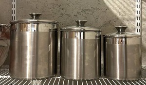 LLS - Kitchen Canister Set - Stainless Steel Glass Lids (Lot of 3)